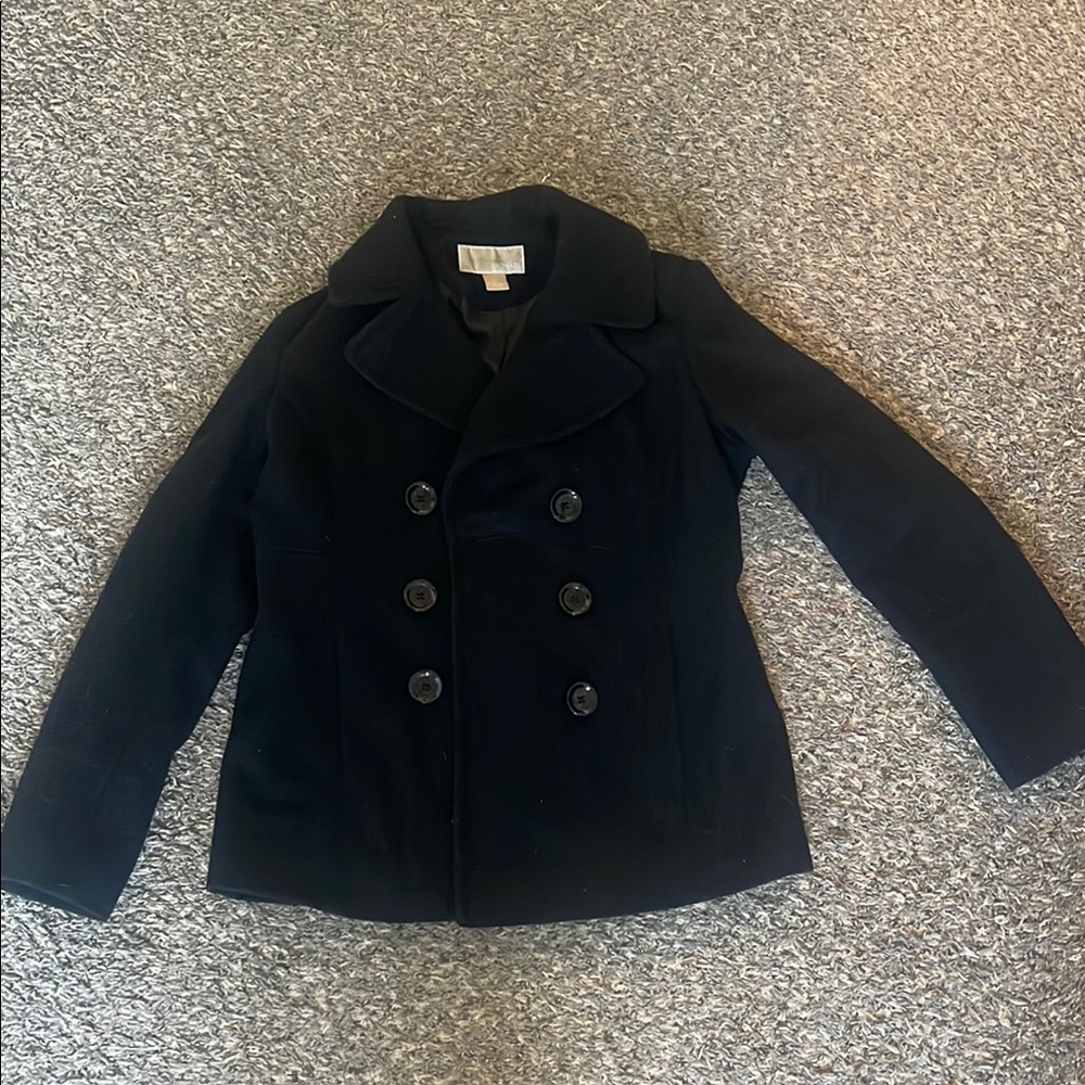 Michael Kors Black Double-Breasted Pea Coat